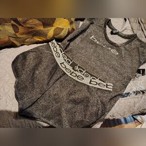 NWT Bebe Foil Print Black Glitter Lounge Pajama Set XL